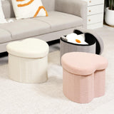 B FSOBEIIALEO Storage Ottoman Cube, Flowers Shaped Ottomans with Storage Foot Stool Footrest for Lving Room, Boucle Ottoman Seat for Dorm Room,Faux Teddy Fur, Cream White 12.6"x12.6"x12.6"