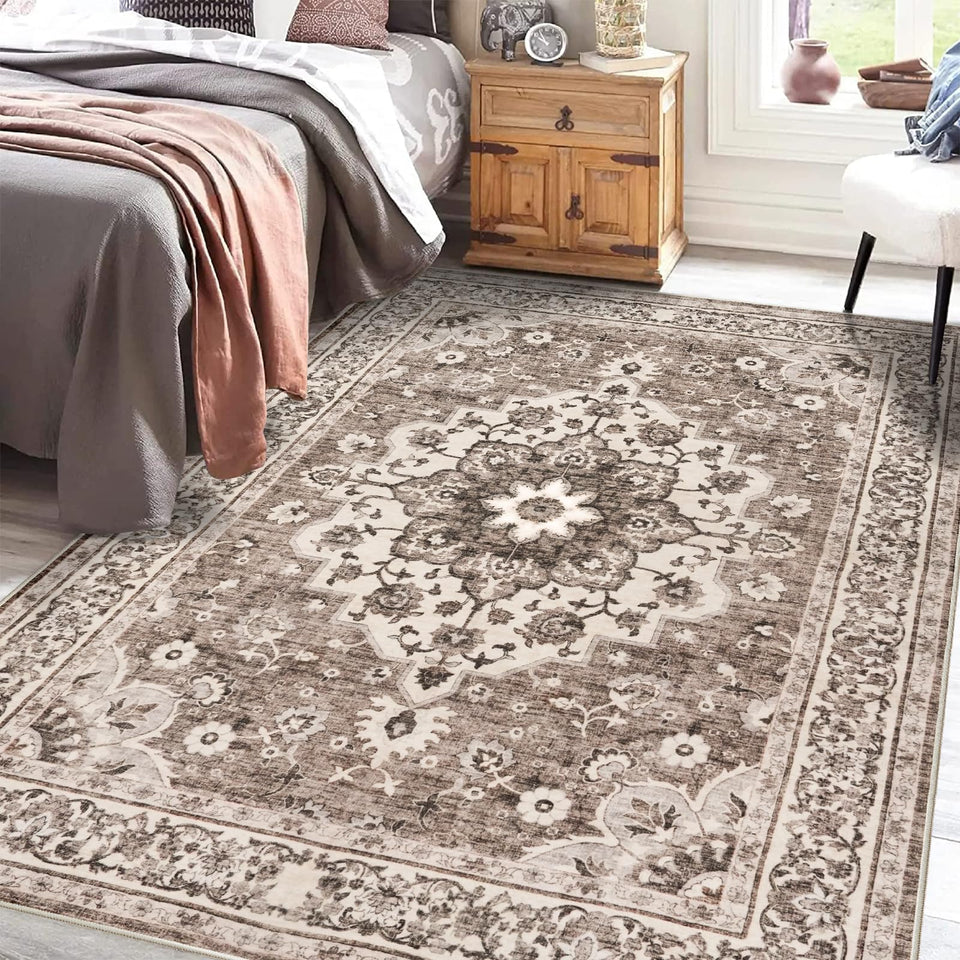 TOPRUUG Washable Oriental Area Rug - 12x15 Rugs for Living Room Soft Carpet for Bedroom Waterproof Floral Distressed Indoor Stain Resistant Non-Shedding Floor Carpets (Green, 12x15)