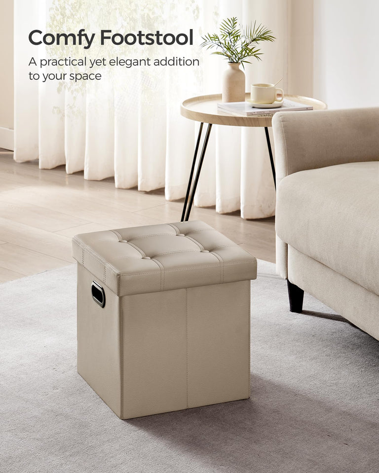 SONGMICS MAZIE Collection - 30 Inches Storage Ottoman Bench with Flipping Lid, Storage Chest Footstool, Load 660 lb, for Entryway, Living Room, Bedroom, Synthetic Leather, Black ULSF45BK