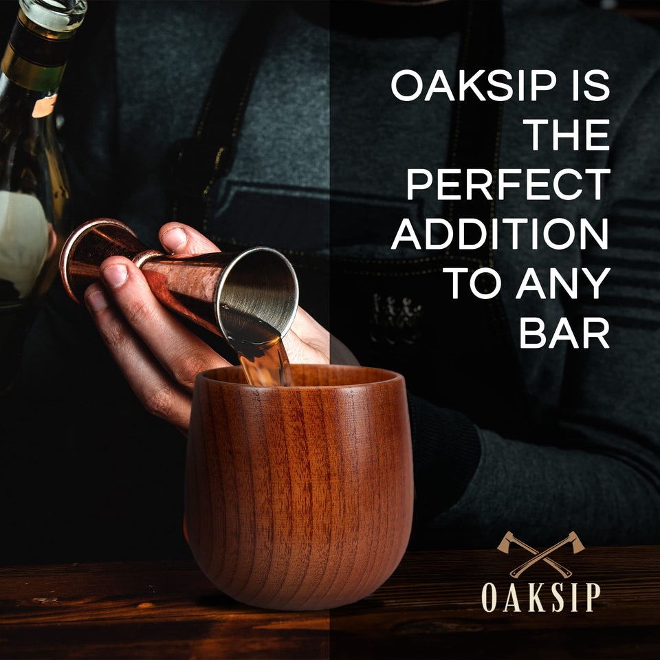 Oaksip The Original Charred Wooden Bourbon Drinking Glass | Charred Old Fashioned Glass | Bourbon Gifts for Men, Dad, or Brother | Whiskey Gifts