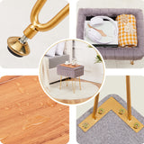 Wimarsbon Storage Ottoman, Vanity Stools with Metal Legs, 16.5" x 11.8" x 18" Modern Faux Mink Fur Footstool, Makeup Chair with Anti-Slip Feet, Accent Table,Footrest,Storage Bench for Bedroom