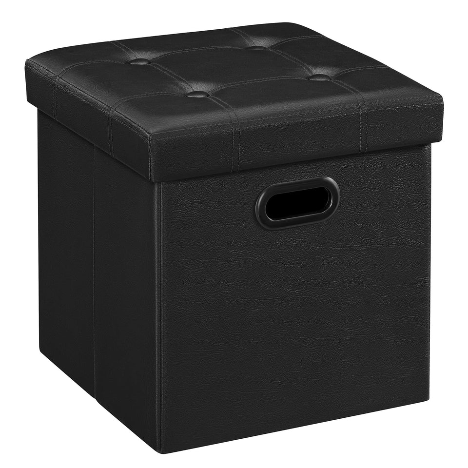 SONGMICS MAZIE Collection - 30 Inches Storage Ottoman Bench with Flipping Lid, Storage Chest Footstool, Load 660 lb, for Entryway, Living Room, Bedroom, Synthetic Leather, Black ULSF45BK