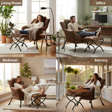 LITA Lazy Chair with Ottoman, Modern Accent Leisure Upholstered Lazy Sofa Armchair, Contemporary Lounge Reading Chair with Armrests and a Side Pocket for Living Room, Bedroom & Small Space, Dark Grey