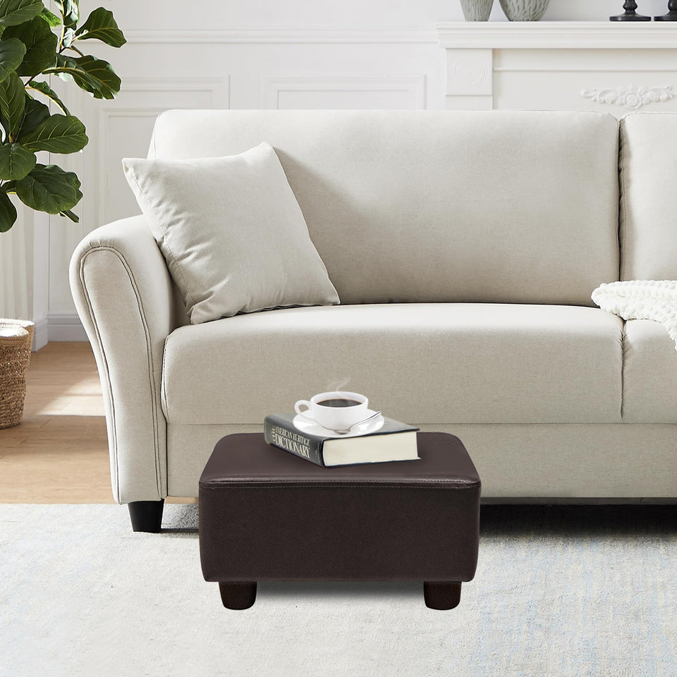 CAROLMADE Small Foot Stool Ottoman Footstool with Legs Under Desk Footrest for Living Room Bedroom and Office, Soft Ivory White