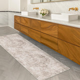 Neutral Living Room Rug - 10x14 Farmhouse Beige Brown Large Area Rug for Dining Room, Bedroom, Low Pile Lightweight Washable