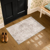 Neutral Living Room Rug - 10x14 Farmhouse Beige Brown Large Area Rug for Dining Room, Bedroom, Low Pile Lightweight Washable