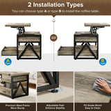 Memobarco 40" Lift Top Coffee Table,4 in 1 Multi-Function Lift Coffee Tables with Storage Drawers and Hidden Compartmen,Farmhouse Coffee Table with Lifting top for Living Room,Black