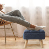 OGEMXU Storage Ottoman, Small Foot Stool Ottoman with Storage, Boucle Teddy Velvet Foot Rest with Padded Seat, Sturdy Wood Legs Stool for Living Room, Bedroom, Couch, Enterway (Cream)