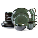 LeRatio Ceramic Dinnerware Sets for 6,Plates and Bowls Sets,Handmade Reactive Glaze Dishes Set,Chip Resistant and Scratch Resistant | Oven&Dishwasher & Microwave Safe-Blue(18PCS)