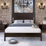 Bme Vivian 14 Inch Deluxe Bed Frame with Headboard, Rustic & Scandinavian Style with Solid Acacia Wood, No Box Spring Needed, 12 Strong Wood Slat Support, Easy Assembly, King, Rustic Golden Brown