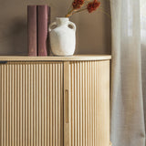 Walker Edison Chloe Curved Reeded TV Stand, Sliding Doors, 65 Inch, 60 inch, Mocha