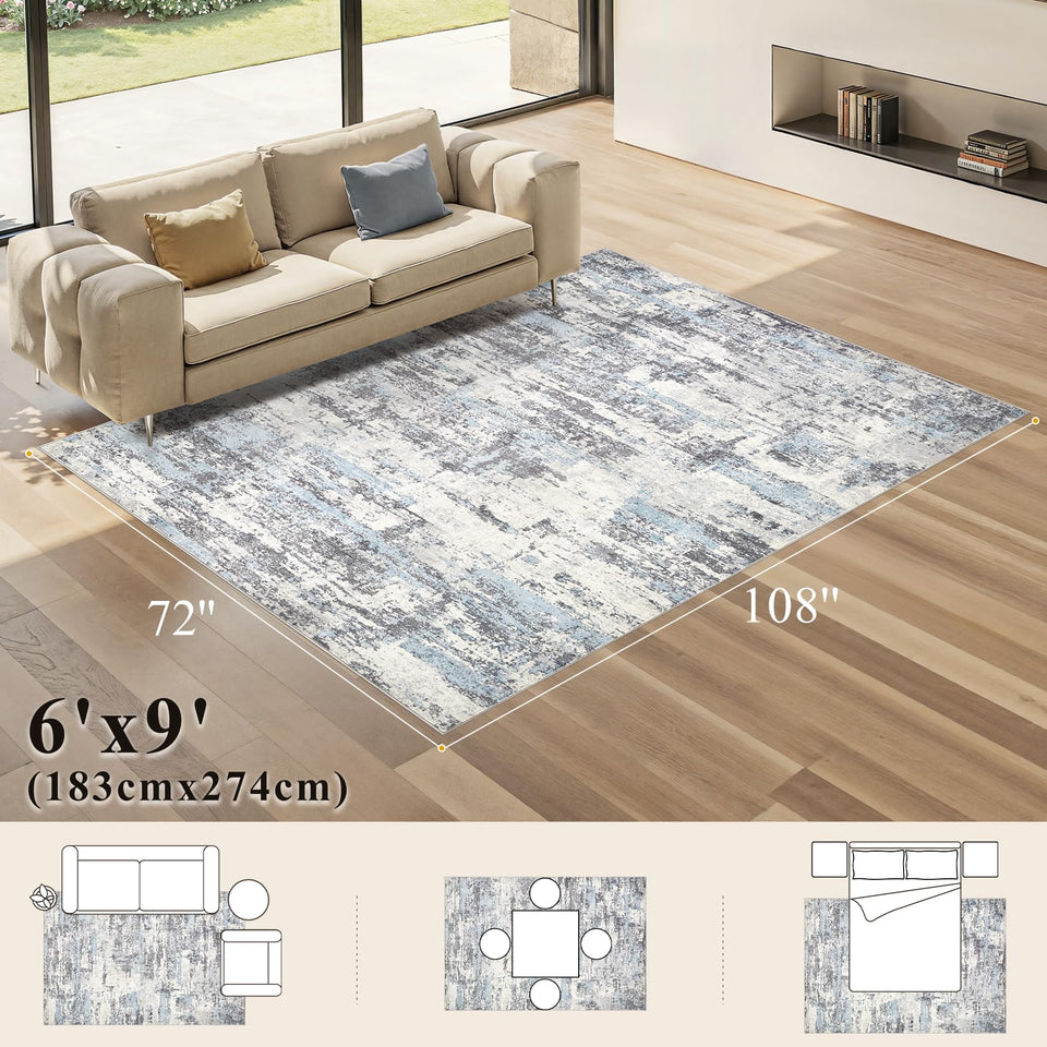 Area Rugs for Living Room: 12x15 Abstract Washable Rug Modern Neutral Large Soft Stain Resistant Non-Slip Backing Machine Table for Bedroom Dining Room Indoor Home Office Carpet - Gold Brown