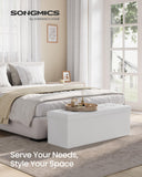 SONGMICS MAZIE Collection - 43 Inches Folding Storage Ottoman Bench, Ottoman with Storage, Foot Rest Stool, Load 660 lb, for Living Room, Synthetic Leather, Black ULSF701