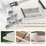 EnHomee King Size Bed Frame and Headboard & Storage, 4 Drawers and LED Built in Charging Station King Bed Frame with Storage Farmhouse,NO Noise,No Box Spring Needed,White