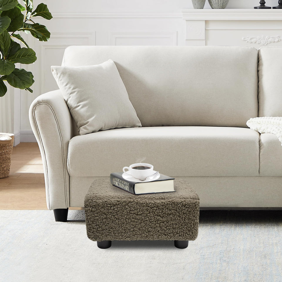 CAROLMADE Small Foot Stool Ottoman Footstool with Legs Under Desk Footrest for Living Room Bedroom and Office, Soft Ivory White