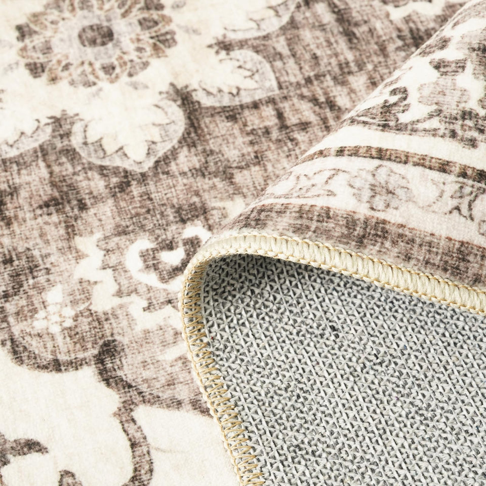 TOPRUUG Washable Oriental Area Rug - 12x15 Rugs for Living Room Soft Carpet for Bedroom Waterproof Floral Distressed Indoor Stain Resistant Non-Shedding Floor Carpets (Green, 12x15)