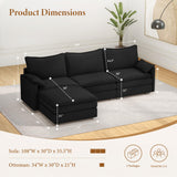 Vesgantti 142" U Shaped Sectional Couch, Comfy Cloud Modular Sectional Sofa with 2 Ottoman Deep Seat Chenille Modern Cloud Sofa, Modular Sofas for Living Room, Bedroom and Apartment, Beige