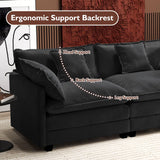 Ihanherry 146" U-Shaped Modern Sofa Modular Sectional Cloud Couch with 2 Ottoman, 6-Seat Chenille Deep Seat Sofa with 6 Pillows for Living Room, Bedroom and Apartment, Grey