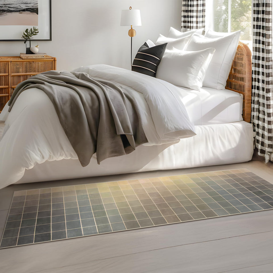 Neutral Living Room Rug - 10x14 Farmhouse Beige Brown Large Area Rug for Dining Room, Bedroom, Low Pile Lightweight Washable