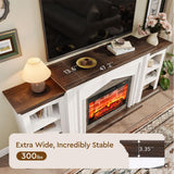 LGHM 72" Electric Fireplace with Mantel, Fireplace TV Stand for TVs Up to 80 Inch, Modern Entertainment Center with Storage, Realistic Stacked Stone Surround with Remote Control for Living Room