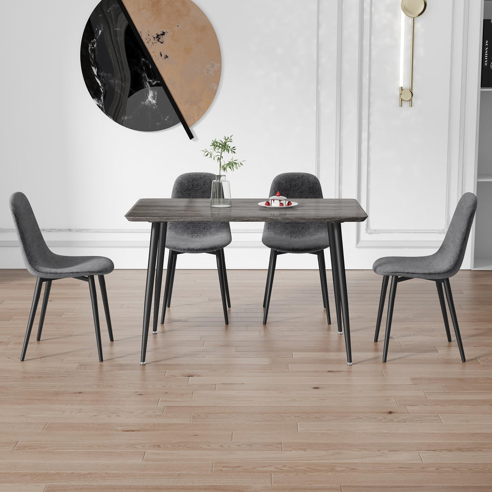 MUUOKY Dining Table Set for 4, Modern 55'' Wood Dinette Table Set for 4 with Fabric Dining Chairs,Table and Chairs Set of 4,Ideal for Kitchen Dining Room