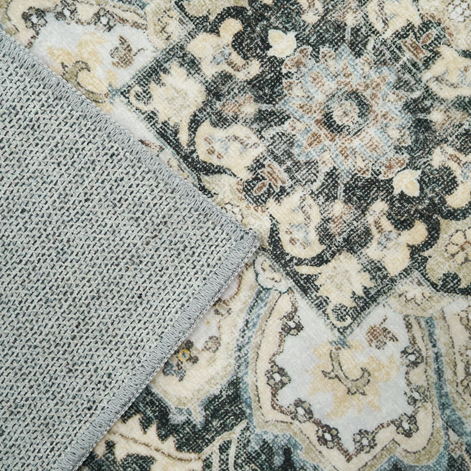 TOPRUUG Washable Oriental Area Rug - 12x15 Rugs for Living Room Soft Carpet for Bedroom Waterproof Floral Distressed Indoor Stain Resistant Non-Shedding Floor Carpets (Green, 12x15)