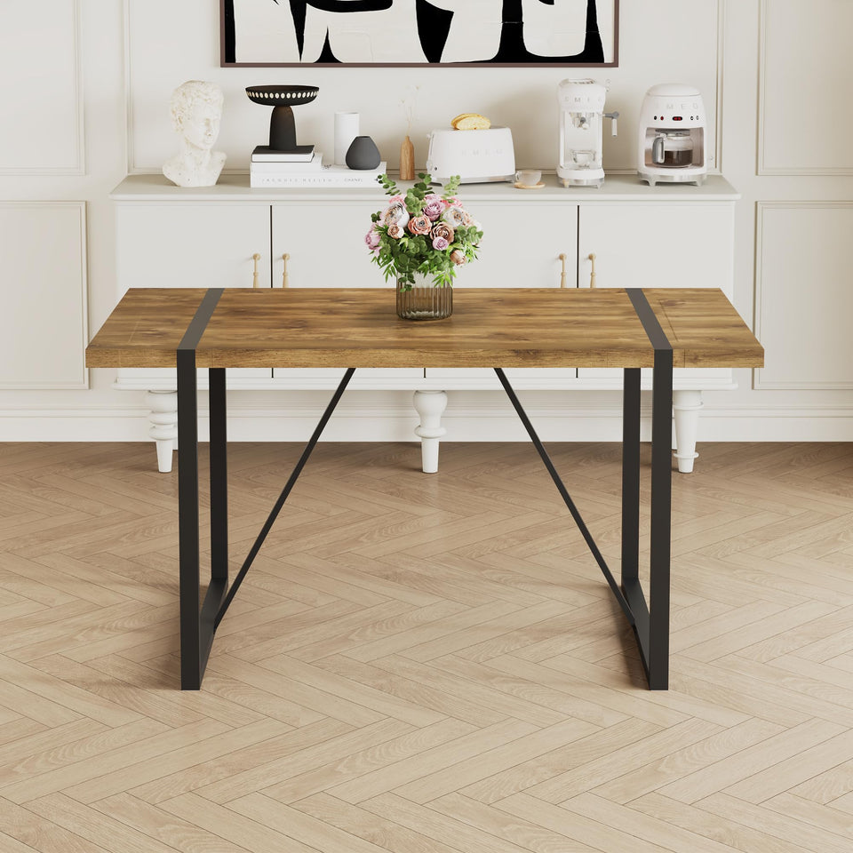 MUUOKY Dining Table Set for 4, Modern 55'' Wood Dinette Table Set for 4 with Fabric Dining Chairs,Table and Chairs Set of 4,Ideal for Kitchen Dining Room