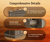 PRAISUN 70'' Fireplace TV Stand with 42'' Electric Fireplace, Farmhouse TV Stand for 65 75 Inch TV, Entertainment Center TV Console with 3 Drawers, Fluted Design, for Living Room, Distressed White