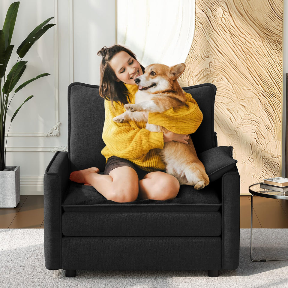 Vesgantti 142" U Shaped Sectional Couch, Comfy Cloud Modular Sectional Sofa with 2 Ottoman Deep Seat Chenille Modern Cloud Sofa, Modular Sofas for Living Room, Bedroom and Apartment, Beige