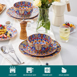 vancasso 24 Pieces Dinnerware Sets, Plates and Bowls Set, Porcelain Dishes Set for 6, Microwave and Dishwasher Safe, Scratch Resistant, Bohemian Style Dining Ware Service for 6, Series SIMI