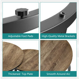 Smuxee Nesting Coffee Table Set of 2, 23.6" Round Coffee Table Wood Grain Top with Adjustable Non-Slip Feet, Industrial End Table Side Tables for Living Room Bedroom Balcony Yard