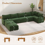 Vesgantti 142" U Shaped Sectional Couch, Comfy Cloud Modular Sectional Sofa with 2 Ottoman Deep Seat Chenille Modern Cloud Sofa, Modular Sofas for Living Room, Bedroom and Apartment, Beige