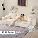 Sectional Cloud Boneless Sofa Couches for Living Room-113'' Beige 3 Seater U-Shaped Modern Lounge Couch-No Assembly Modular Corduroy Convertible Sponge Sleeper Sofas with Chaise for Home House