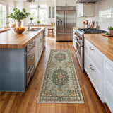 TOPRUUG Washable Oriental Area Rug - 12x15 Rugs for Living Room Soft Carpet for Bedroom Waterproof Floral Distressed Indoor Stain Resistant Non-Shedding Floor Carpets (Green, 12x15)