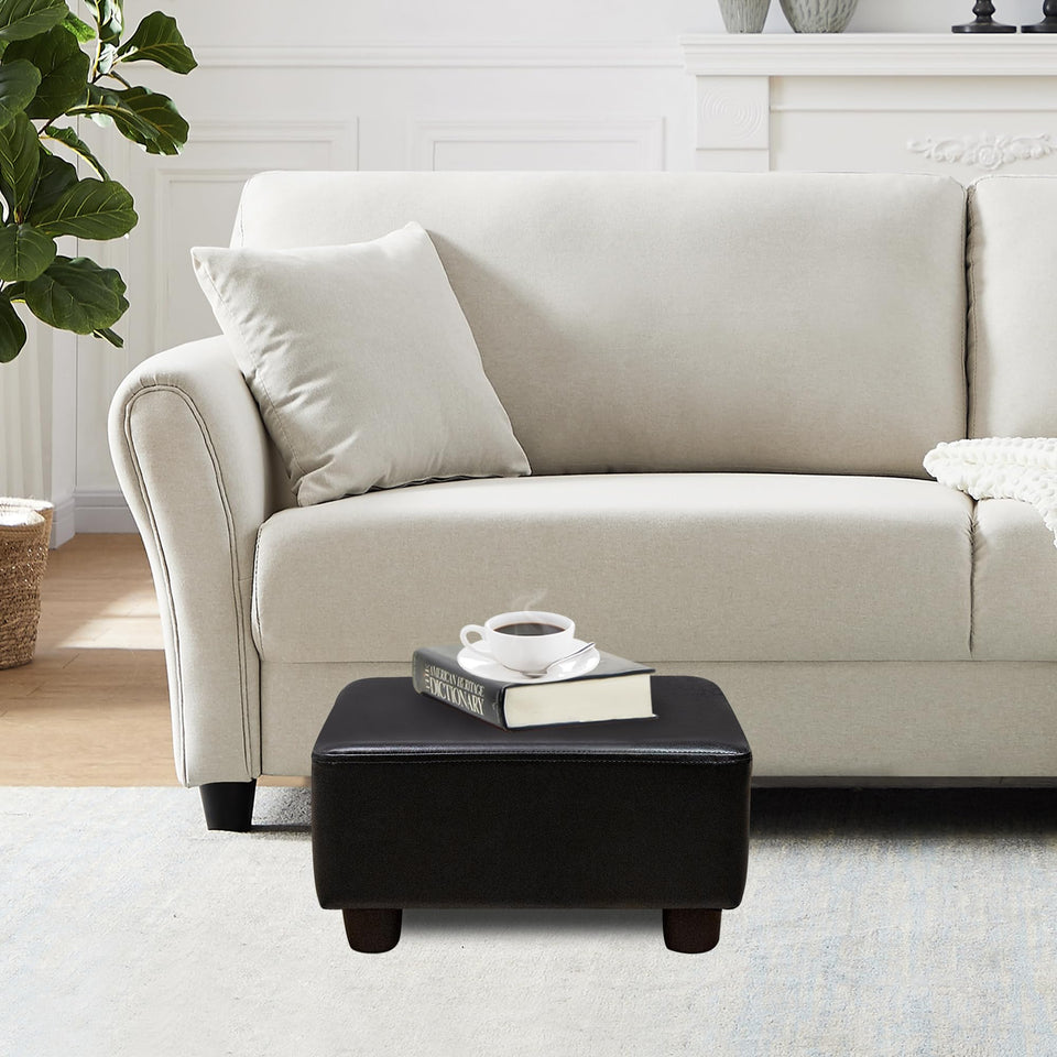 CAROLMADE Small Foot Stool Ottoman Footstool with Legs Under Desk Footrest for Living Room Bedroom and Office, Soft Ivory White