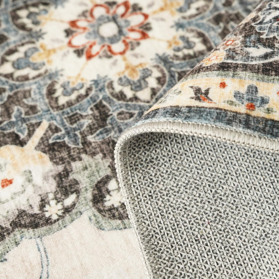 TOPRUUG Washable Oriental Area Rug - 12x15 Rugs for Living Room Soft Carpet for Bedroom Waterproof Floral Distressed Indoor Stain Resistant Non-Shedding Floor Carpets (Green, 12x15)