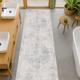 Neutral Living Room Rug - 10x14 Farmhouse Beige Brown Large Area Rug for Dining Room, Bedroom, Low Pile Lightweight Washable