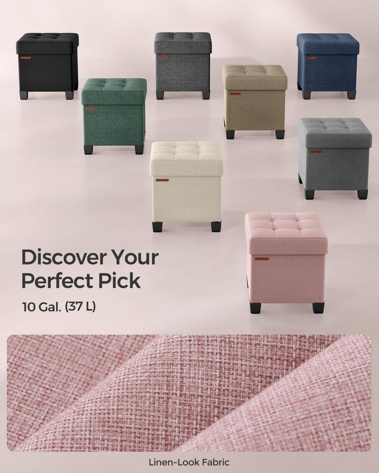 SONGMICS 15 Inches Cube Storage Ottoman, Bedroom Bench with Storage, Foot Stool with Feet, Holds Up to 660 lb, Dark Gray ULSF14GYZ