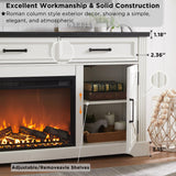 JXQTLINGMU Farmhouse Fireplace TV Stand for Up to 80 Inch TV, Entertainment Center with 30" Electric Fireplace for 65 75 Inch TV, 70" TV Stand with Storage Cabinet Drawer for Living Room (Off White)