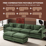 Ihanherry 146" U-Shaped Modern Sofa Modular Sectional Cloud Couch with 2 Ottoman, 6-Seat Chenille Deep Seat Sofa with 6 Pillows for Living Room, Bedroom and Apartment, Grey