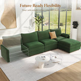 Vesgantti 142" U Shaped Sectional Couch, Comfy Cloud Modular Sectional Sofa with 2 Ottoman Deep Seat Chenille Modern Cloud Sofa, Modular Sofas for Living Room, Bedroom and Apartment, Beige