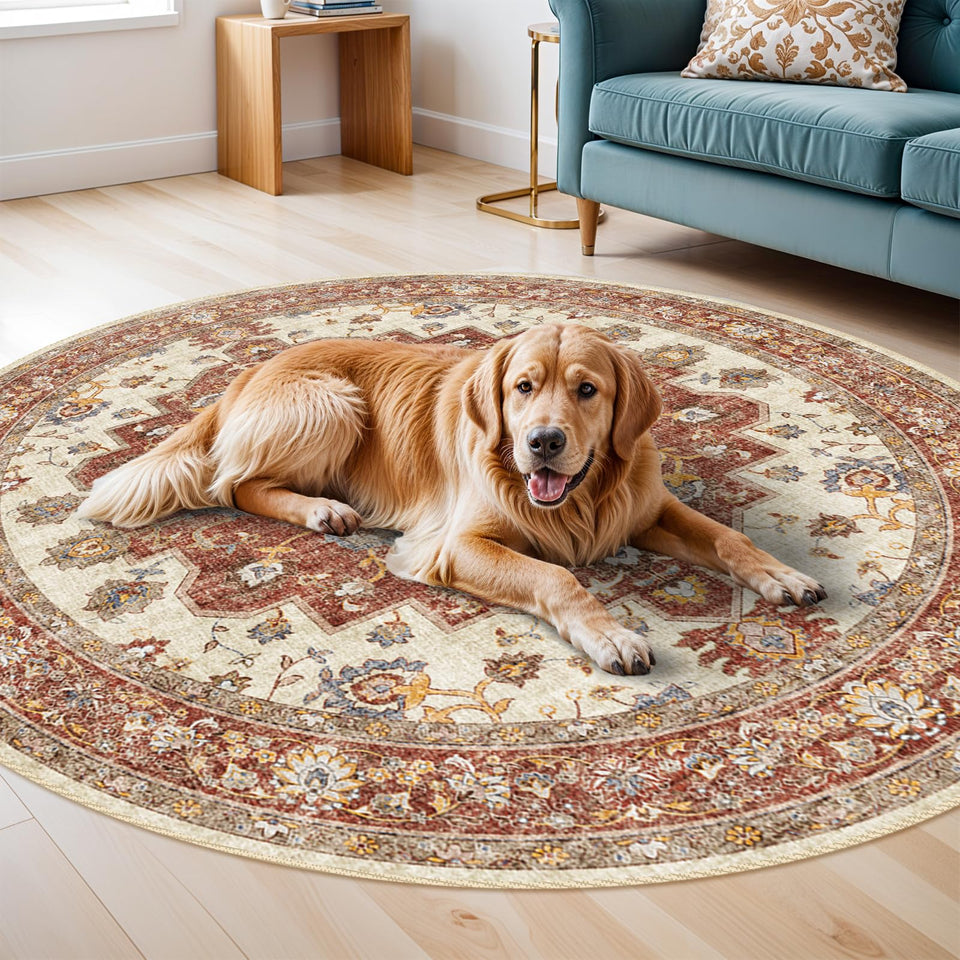 TOPRUUG Washable Oriental Area Rug - 12x15 Rugs for Living Room Soft Carpet for Bedroom Waterproof Floral Distressed Indoor Stain Resistant Non-Shedding Floor Carpets (Green, 12x15)