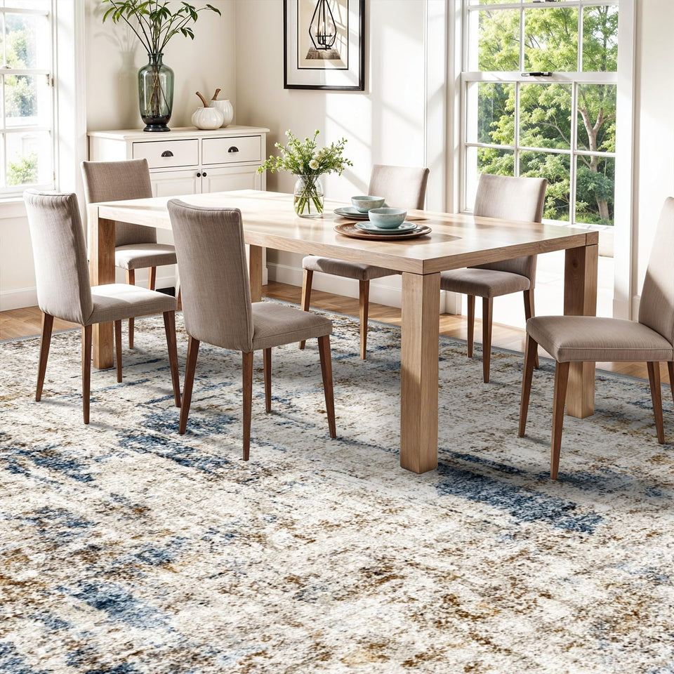 12x15 Area Rug for Living Room – Large Modern Neutral Abstract Thin Washable Carpet, Soft Low Pile Non-Slip Stain-Resistant for Bedroom Dining Room Home Office (Beige Grey)