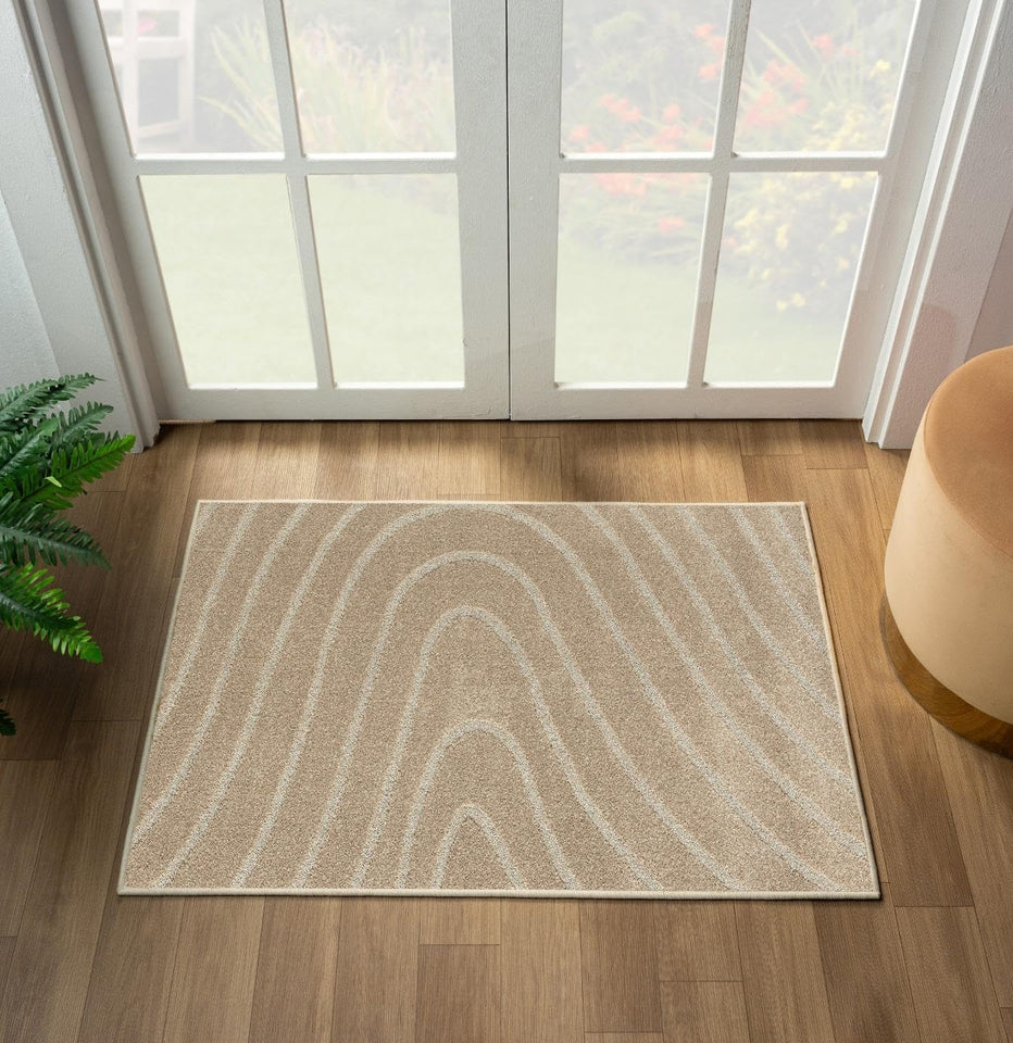 LUXE WEAVERS Modern Geometric Wave Cream 9x12 Area Rug