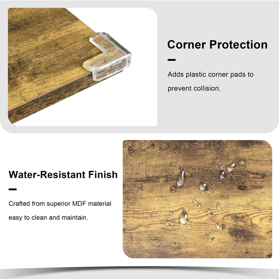 Feonase 5-Piece Dining Table Set for 4-8 People, 63" Large Extendable Kitchen Table Set with 2 Benches and 2 Square Stools, Dining Room Table with MDF Wood Board, Easy Assembly, Black