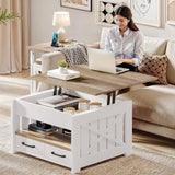 YITAHOME Coffee Table Farmhouse Coffee Table with Storage Rustic Wood Cocktail Table, Square Coffee Tables for Living Meeting Room with Half Open Storage Compartment, Grey Wash