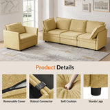 HULALA HOME 127'' Modular Sectional Sofa, Oversized U Shaped Couch with Storage Ottoman, Comfy Chenille Sofa with Deep Seat, 6 Seat Convertible Couches for Living Room, Beige