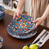 vancasso 24 Pieces Dinnerware Sets, Plates and Bowls Set, Porcelain Dishes Set for 6, Microwave and Dishwasher Safe, Scratch Resistant, Bohemian Style Dining Ware Service for 6, Series SIMI