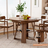 43.3in-59in Extendable Round Dining Table for 4-8,Modern Kitchen Oval Dining Table with Removable Leaves Space Saving,Wood Base with Storage Shelf for Kitchen Living Room (Walnut)