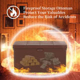 DocSafe Storage Ottoman with Lock,Fireproof Folding Ottoman Foot Rest Stool Storage Chest with Storage Safe for Important Documents,Waterproof 17 Inches Short Ottoman Foot Stool with Handles,Black